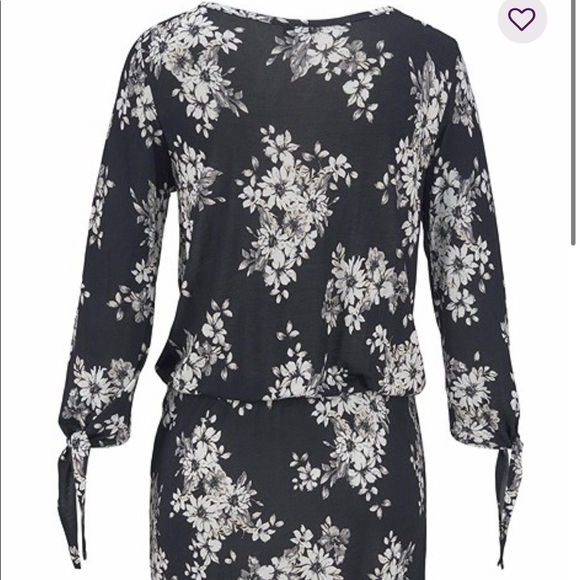 Tie Sleeve Print Dress Black and Yellow Size 10 - Picture 5 of 9